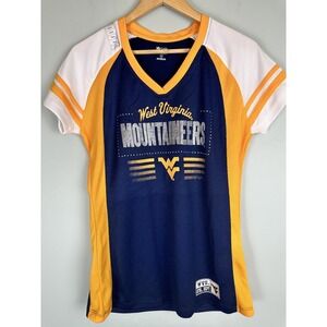 KA For Her WVU West Virginia Mountaineers Short Sleeve Shirt Size S NWT Blue Gol